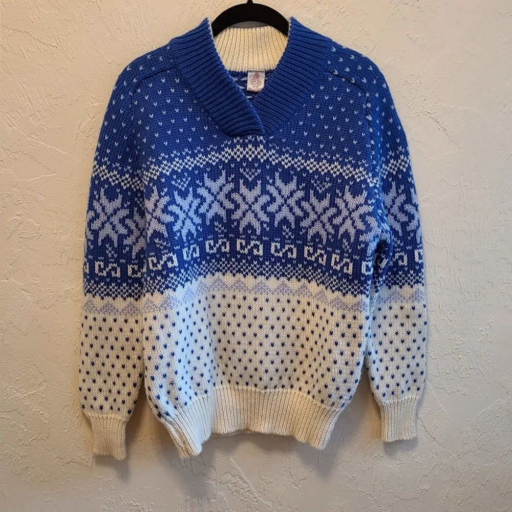 Vintage Fair Isle Wool Ski Scandinavian Sweater M - Picture 2 of 9
